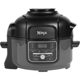 Ninja Foodi MINI Multi-Cooker, 4.7L, 6-in-1 Multi-Cooker, Pressure Cooker, Air Fryer, Slow Cooker, 1460W, Grey/Black OP100EU
