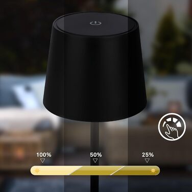 LED лампа BRILONER настільна бездротова, диммирувана торшер, USB-C, для дому та кемпінгу, Ø105x260 мм, чорна