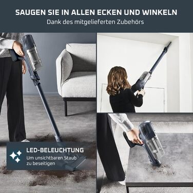 Rowenta X-Pert 6.60 акумуляторний пилосос: потужність 100W, 45 хв роботи, бездротовий, без мішка, LED-насадка, легкий, 0,55 л контейнер для сміття, насадка для щілин та кріплення на стіну, чорний/темно-сірий, RH6831EO