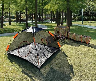 Туннель-намет 2-в-1 для котів та собак, складаний, для вулиці, Pop-Up вольєр для тварин, огорожа-забіг, будиночок (стиль 4)