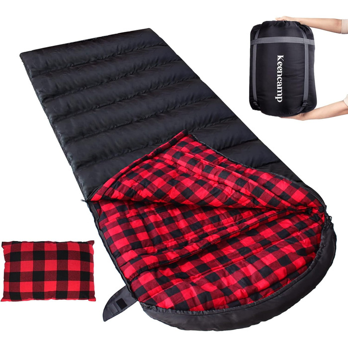 Спальний мішок Outdoor Flanell Warmer для туризму та кемпінгу. Бавовняне внутрішнє утеплення, до -1°C, XXL, 230x90 см, чорний, зима, дорослий