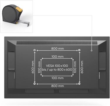 Hama TV Wall Mount Bracket - 37-90 inch TVs, up to 220lbs, VESA 800x400, Fixed Wall Mount with Minimal Wall Clearance, Includes Fischer Anchors & Installation Guide