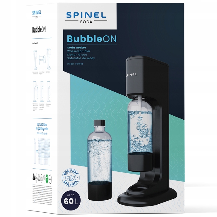 Сифонізатор для води Spinel Soda BubbleON, чорний + 2 пляшки
