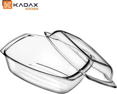 Жаровня KADAX скляна з кришкою 5.8л для запікання, лазаньї, тушкованих овочів - жароміцне скло