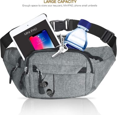 Водонепроникна поясна сумка - поясний ремінь для жінок та чоловіків, підходить для походів, кемпінгу, їзди на велосипеді та подорожей (Сірий Big)