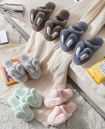 Тапочки до дому з плюшевими вушками кролика, жіночі, зелені. Теплі, м'які, неслизькі