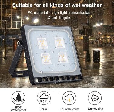 Sararoom LED прожектор для вулиці, 20W, 3000K тепле світло, 4000 Лм, IP65, водонепроникний, 48 LED, зовнішній LED ліхтар для саду, гаража, подвір'я, спортмайданчика