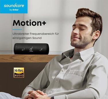 Soundcore Motion+ Портативна Bluetooth Колонка HiFi 30W, Глибокий Бас, IPX7, 12h, USB-C, App, Чорний