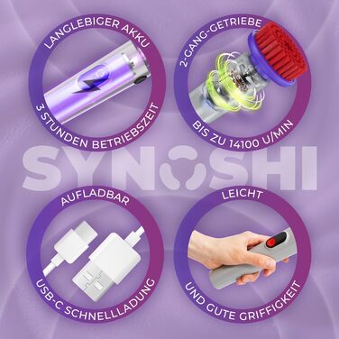 Електрична щітка для прибирання SYNOSHI PRO – бездротова, перезаряджувана. Спін-скреббер для ванної, плитки та кухні з регульованою ручкою