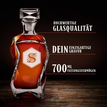 Maverton Whisky Decanter with Engraving - Whisky Decanter - 700ml - Birthday Gift for Men - Letter