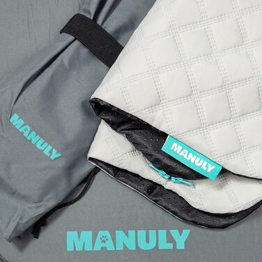 Підстилка для собак у подорожі, комплект: килимок, водовідштовхувальний чохол з м'якого матеріалу, сумка для перенесення, придатна для прання, знімний чохол, 100x70x3,5 см, 1080 г (M, Сіро-аквамарин)