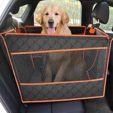 Автомобільний лежак для собак Pecute XL 70x61x55 см - міцний, для середніх та великих собак, з 4 ременями, для заднього сидіння