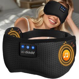 Маска для сну Dolida з Bluetooth навушниками V5.4, бавовняна, з мікрофоном, для подорожей, йоги, медитації (чорна)