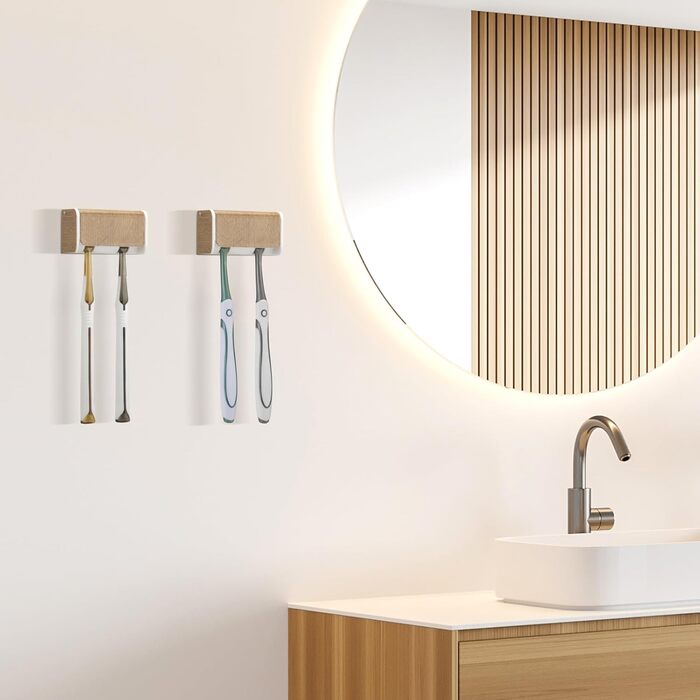 Електрична зубна щітка для дітей, тримач для зубних щіток на стіну без свердління для ванної кімнати, сімейний (під деревом)