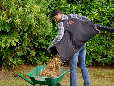 Black+Decker 3-in-1 Electric Leaf Blower/Vacuum BEBLV301 (3,000 Watts, with Shredder + attachable leaf rake, 72L collection bag backpack - high blowing speed & adjustable suction power)