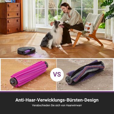 Робот-пилосос EUREKA E20 Plus чорного кольору з функцією миття підлоги, LiDAR-навігація, 4000Pa, автопідняття мопа, керування через додаток та голосовий помічник, ідеально для видалення шерсті тварин