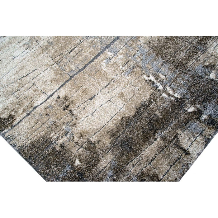 Dreamy Rug ROUND Designer Rug Living Room modern ABSTRACT Lines brown beige gray cream melange Size 80 cm round 80 cm round Beige Gray