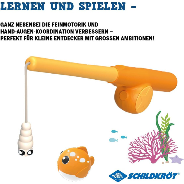 Schildkröt® Fishing Game Set, magnetic fishing game, for indoor and outdoor use, telescopic fishing rod, 3-liter collapsible bucket, BPA-free