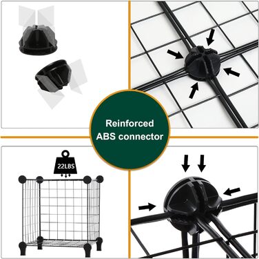 AWTATOS Regal 12 Regal Wire Cube Stackable Shelf Cube DIY Metal Grid Shelf Cube Bookshelf Cube Shelf With Doors For Living Room, Bedroom, Bathroom Black USCIH12BE