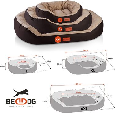 Ліжко для собак середніх порід - ліжко-кошик для собак XL - м'яке ліжко для собак, ліжко-софа для собак, ліжко для собак середніх розмірів. Матеріал: Alicante-Gewebe, колір: сірий, розмір: 85 x 70 x 21 см