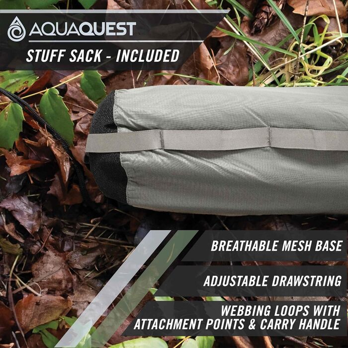 AquaQuest Safari Waterproof Tarp - Lightweight Sun & Rain Shelter for Camping, Hiking & Hammocks (3x2m, Grey)
