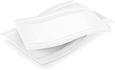 MALACASA Набір тарілок Serie Flora, 2 шт., кремово-білий порцелан, 33.7x28 см та 27.9x20.3 см