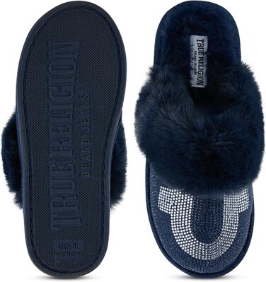 Тапочки True Religion для жінок, подарунок, комфортні домашні тапочки (джинс, розмір L)
