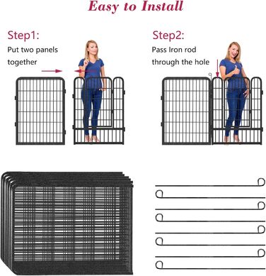 Металевий вольєр для собак, загін для цуценят, вольєр для тварин на подвір'я, 101,6 см, 42 панелі, міцний, для внутрішнього та зовнішнього використання