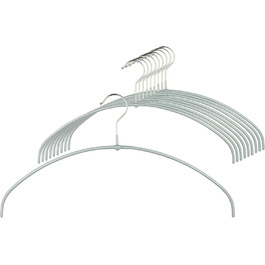 MAWA Clothes Hanger Light, Set of 20 space-saving and non-slip hangers, ideal for T-shirts, tops and light sweaters, with a 360° rotating hook and non-slip coating, 40 cm, Silver