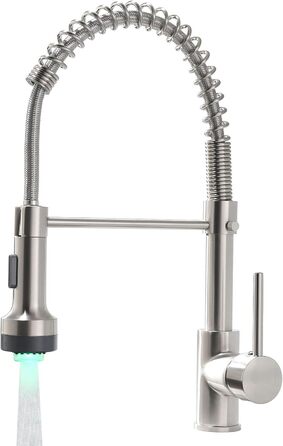 Кухонний змішувач AIMADI висувний, високотискний, з 2 режимами (струя та розпилення), поворотний на 360°, однорідний, для кухонної мийки (з нержавіючої сталі)