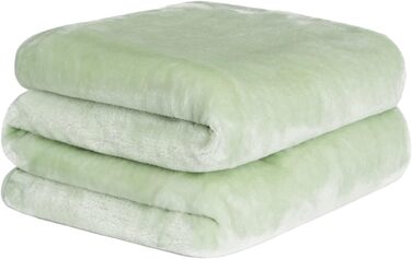 Плед DREAMSCENE з штучного хутра, флісу, м'який, теплий, великий, для ліжка (125 x 150 см, світло-зелений)