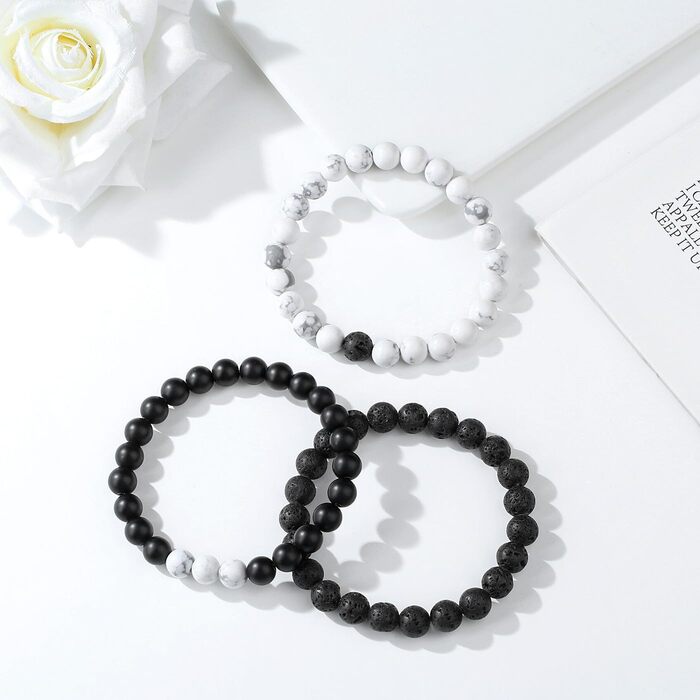 Чоловічі браслети з натурального каміння: тигрове око, лава, онікс, бірюза. Набір 3-4 шт.