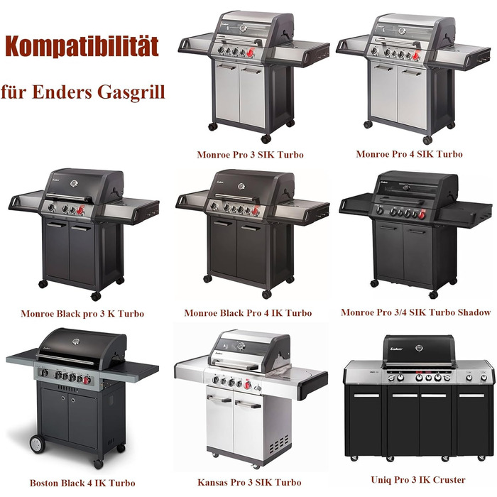 Чохол для гриля Enders Monroe PRO 3/4 SIK, Kansas 2/3/4, Boston 4 IK з пальником, водонепроникний, UV-захист, 600D