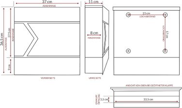 Поштовий ящик Monzana XXL з газетницею та оглядовим вікном, сталевий, антрацит, з замком та 2 ключами, для настінного монтажу