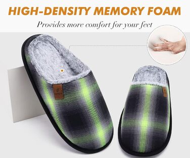 Чоловічі домашні тапочки COFACE з піною пам'яті, теплі, з вовняної тканини, з антиковзкою гумовою підошвою, розмір 40-49, 46 EU, зелені/чорні
