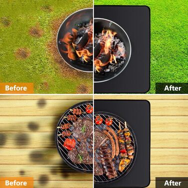 Вогнетривкий килимок для гриля та мангала ROCKY&CHAO, захисна підкладка з скловолокна та алюмінію 152x107 см для кемпінгу та тераси