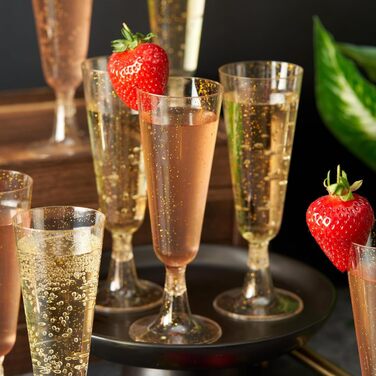 20 келихів для шампанського з пластику золотого кольору, 150 мл, багаторазові, для вечірок, весіль, днів народжень