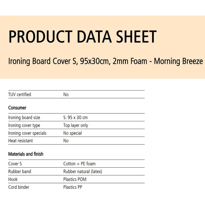 Настільний чохол для прасування Brabantia Bügelbezug S, 95 x 30 см, Morning Breeze, бавовна