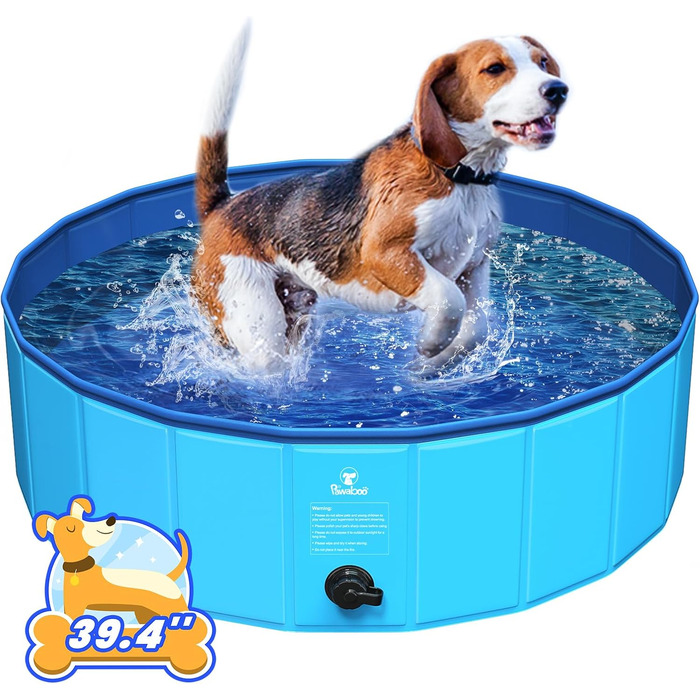 Pawaboo Foldable Dog Pool, Dog Bath, Swimming Pool for Dogs, Easy Storage, Durable Scratch-Resistant Pet Pool for Puppies and Cats, Portable Splash Pool for Pets (80cm x 20cm, S) (100cm x 30cm - Medium)