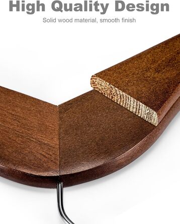 Дерев'яні вішалки для одягу HOUSE DAY (10 шт.) з масиву, гладка поверхня, 360° обертання, плечові виступи, для костюмів, сорочок, курток та пальто - горіх