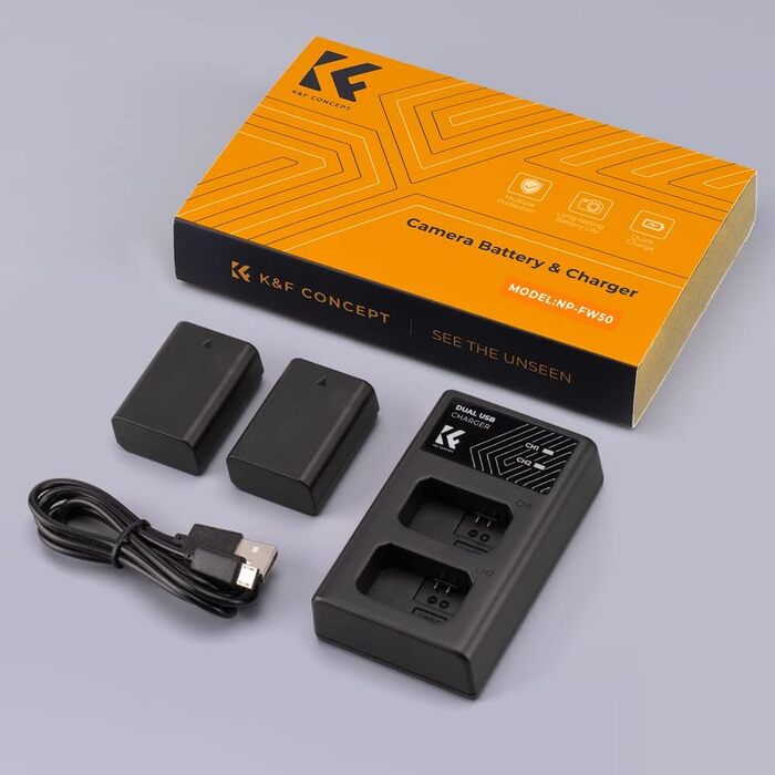 Зарядний пристрій та акумулятор K&F Concept NP-FW50 (2 шт.) для Sony (1100mAh)