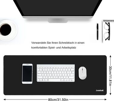 Leadsail XXL ігровий килимок для миші та клавіатури (800x300x4 мм), чорний