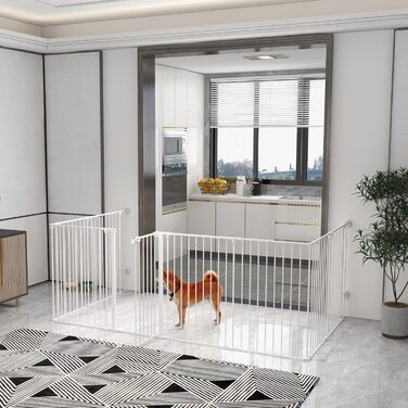 PawHut вольєр для цуценят, розкладний, 90 см, сталевий, білий, з 8 панелей та дверцятами