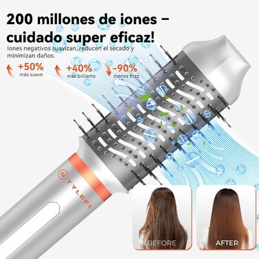 Air Styler Hair Stylers Airbrush 5-в-1: Мультистайлер, фен-щітка для об'єму, локонів, випрямлення та сушіння волосся (800 Вт, помаранчевий)