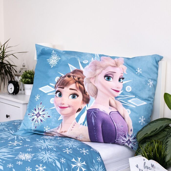 Комплект постільної білизни Disney Frozen: ковдра та подушка з зображенням Ельзи та Анни, 135/140x200 см