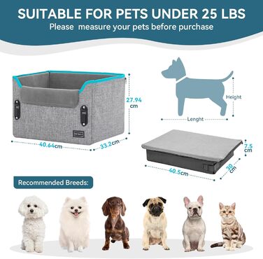 Автомобільний лежак для собак Petsfit - сірий, з кріпленням для безпеки та знімним килимком