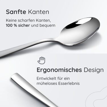 Stainless Steel Cutlery Set 12 Persons Essential with Steak Knives (72-Piece) - Dishwasher Safe, Silver Cutlery, Cutlery Set, Dining Cutlery, Cutlery Set 12 Persons - Table Cutlery for Home/Party