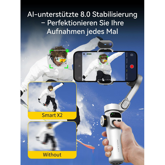 Стабілізатор для iPhone та Android з 3-осьовою стабілізацією та OLED-дисплеєм, 7.8