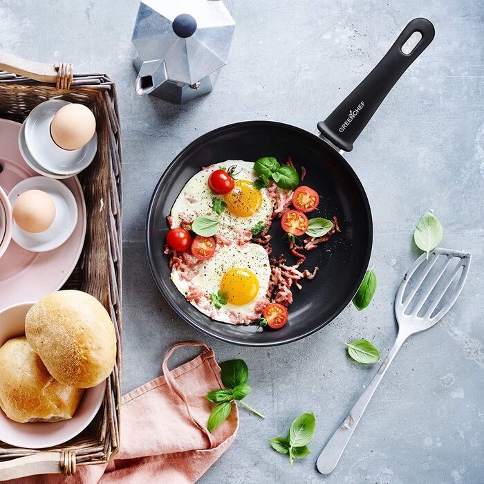 GreenChef Diamond Soft Grip Frying Pan with Non-Stick Coating, 30cm, PFAS-free, Induction, Dishwasher-safe, Black Frying Pan 30cm Frying Pan