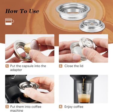 FOVNOT Reusable Coffee Capsule Adapter, 150 ML Stainless Steel Coffee Pad Adapter Coffee Pad Converter with 4 Stickers Compatible for Vertuo Next/Vertuo POP/Vertuoline GCA1/Delonghi ENV135